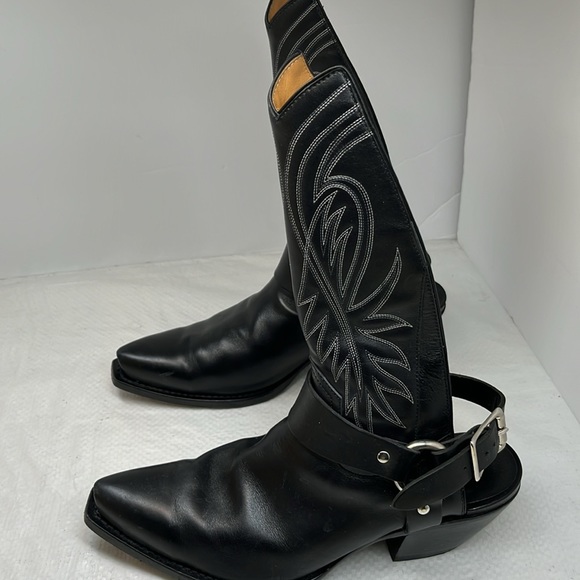R13 TALL HALF HARNESS COWBOY BOOT IN BLACK SIZE 38, 8 Offers Accepted - Picture 3 of 17